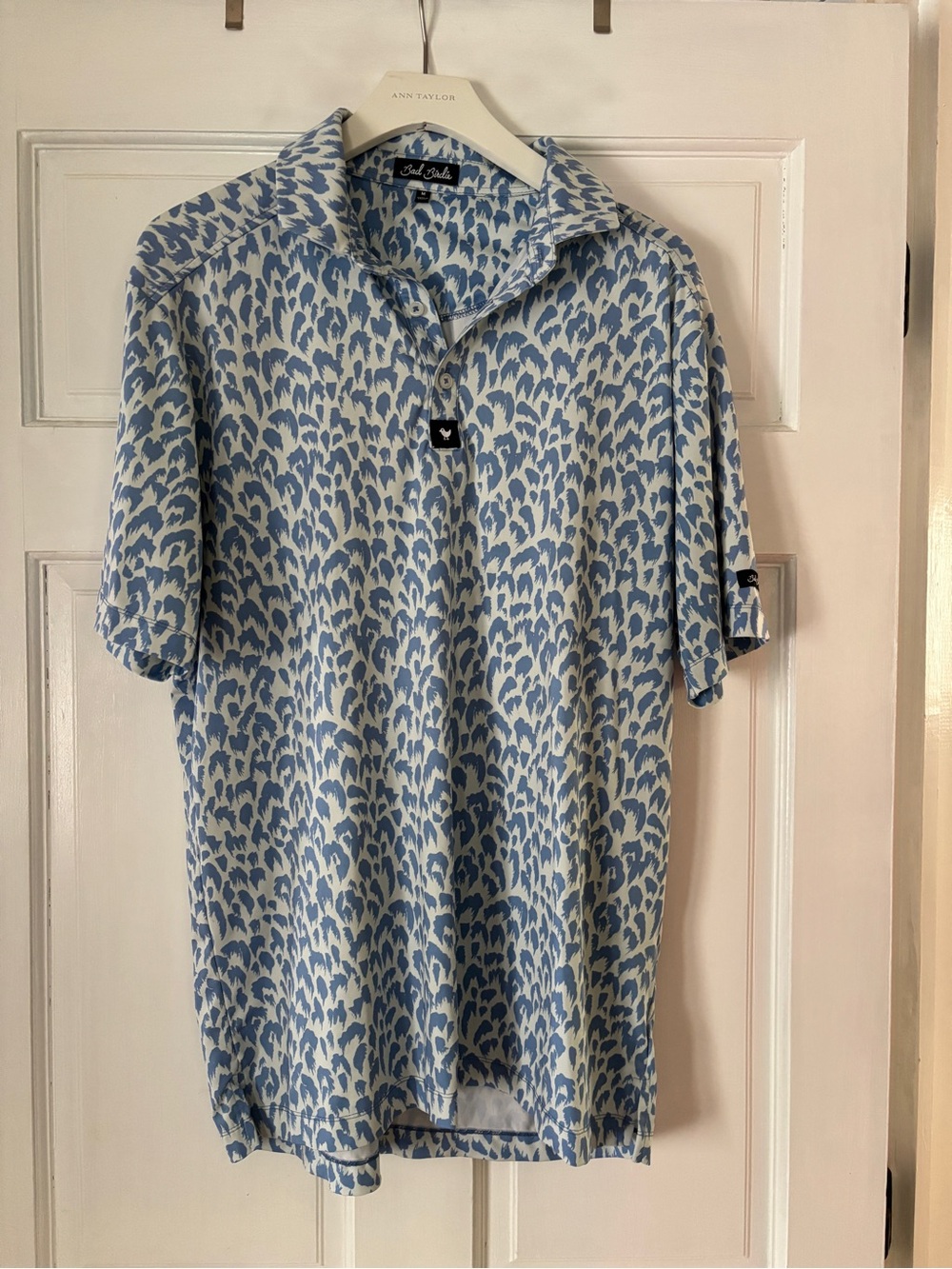 Bad Birdie Blue & White Patterned Short-Sleeve Polo Shirt
